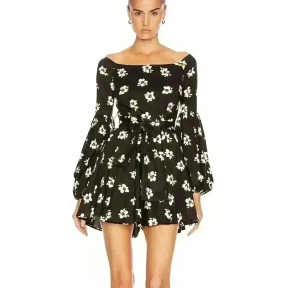 CAROLINE CONSTAS GISELE mini DRESS IN BLACK & WHITE size small - Picture 1 of 12
